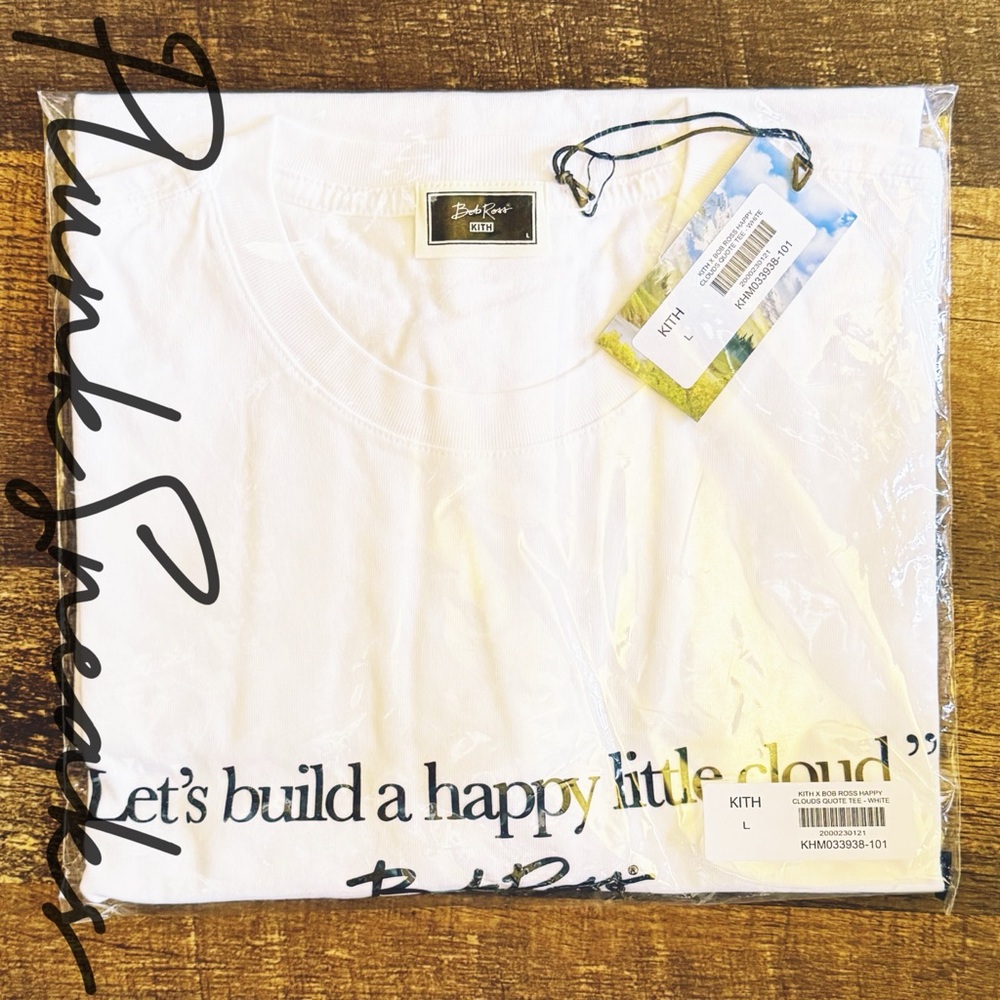 Kith for Bob Ross Happy Clouds Quote Tee • Store Exclusive • White • 2026